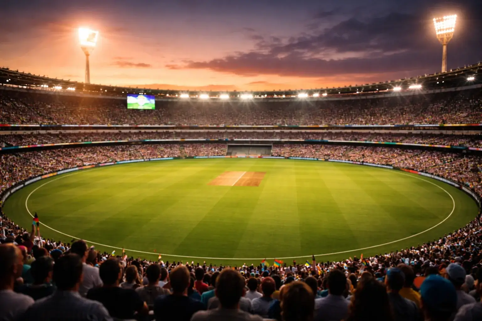 Grote cricket toernooien – cricketstadion gevuld met publiek tijdens een internationaal toernooi